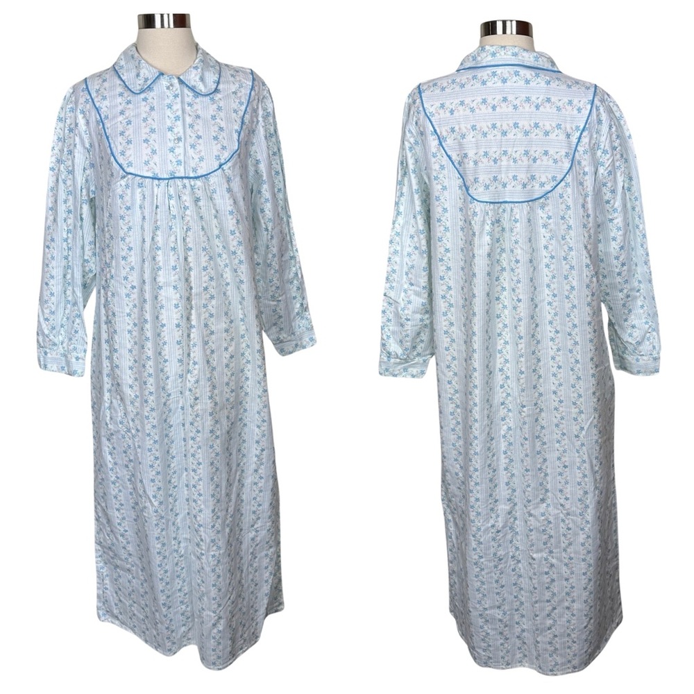 Vintage 80s Flannel Cotton Floral Modest Prairie Cottagecore Nightgown NWT M